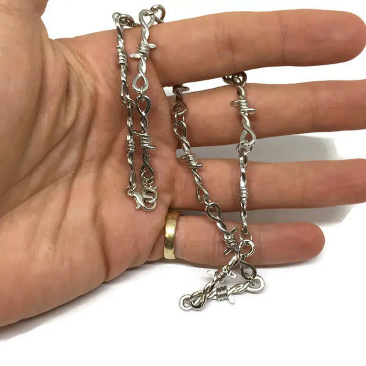 Barbed Wire Steel Link Necklace