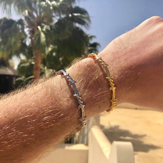 Barbed Wire Open Bangle Bracelet