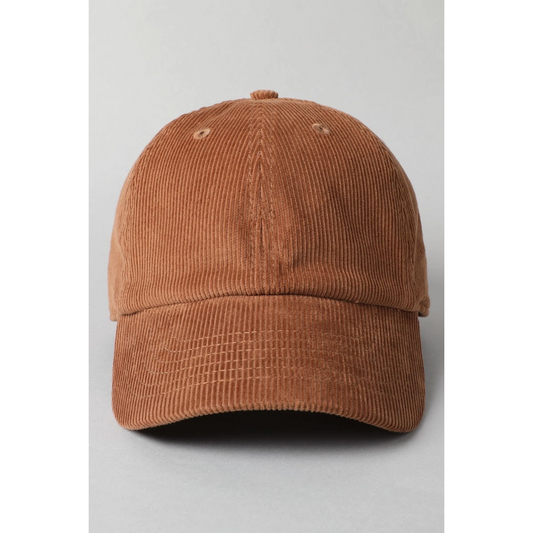 Hat - Mocha Corduroy Adjustable Baseball Cap