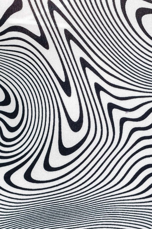 Swirl Black & White Open Back Bodysuit