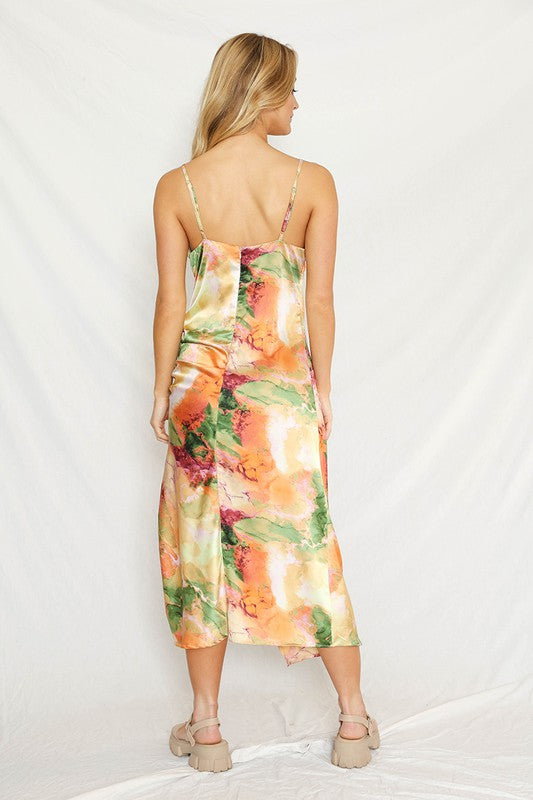 Satin Orange Multi Dress