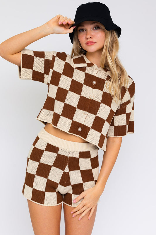 Checkered Knit Set