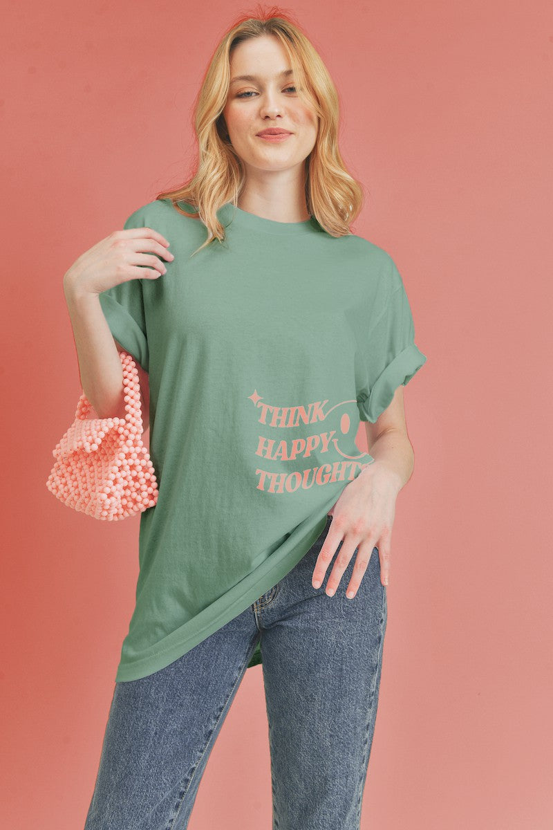Think Happy Thoughts Embroidered T'Shirt