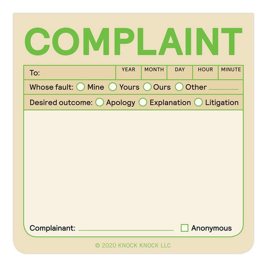 Complaint Sticky Note