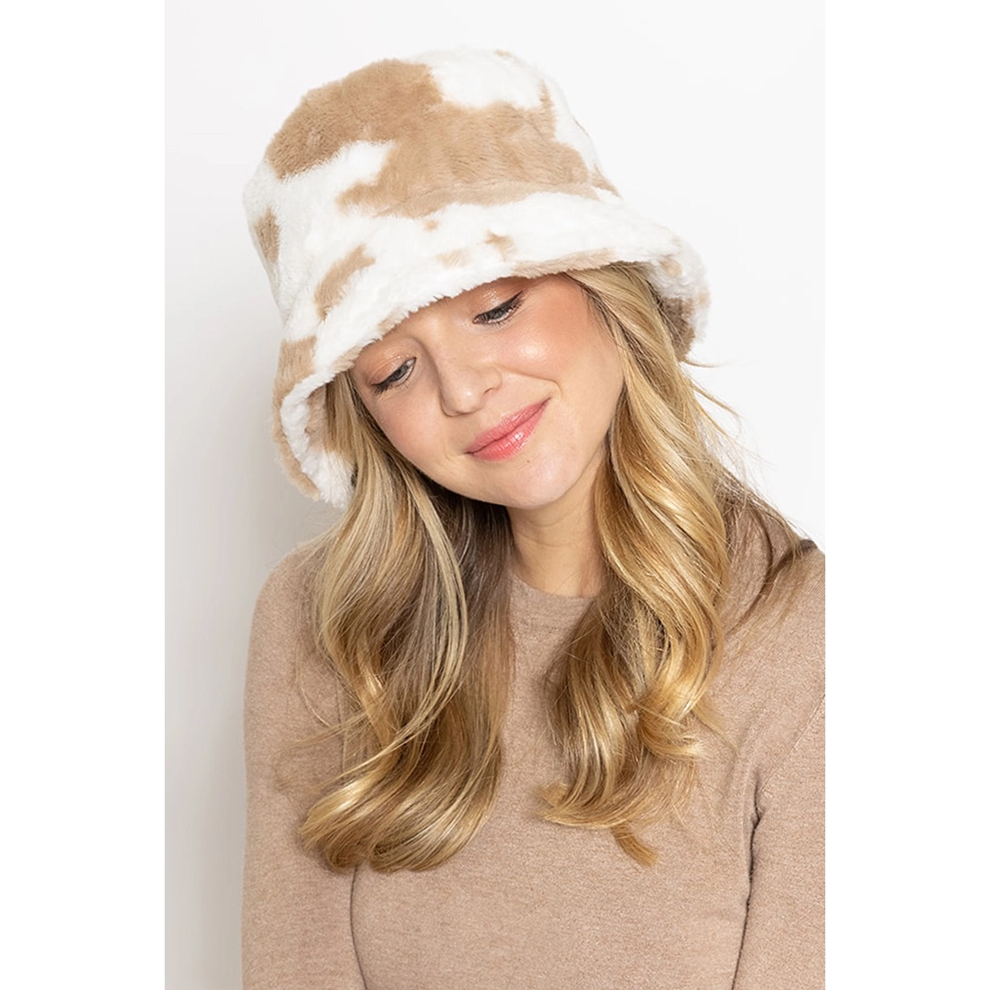 Hat - Fluffy Cow Print Bucket Hat