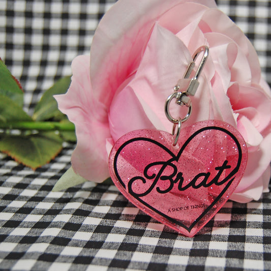 Brat Glitter Heart Keychain