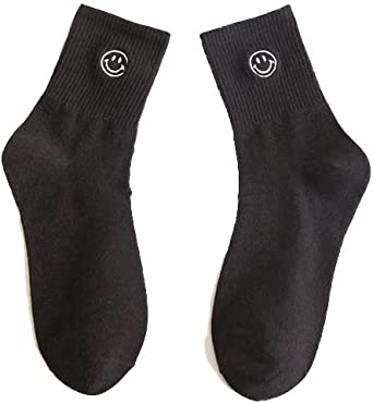Smiley Face Embroidered Socks