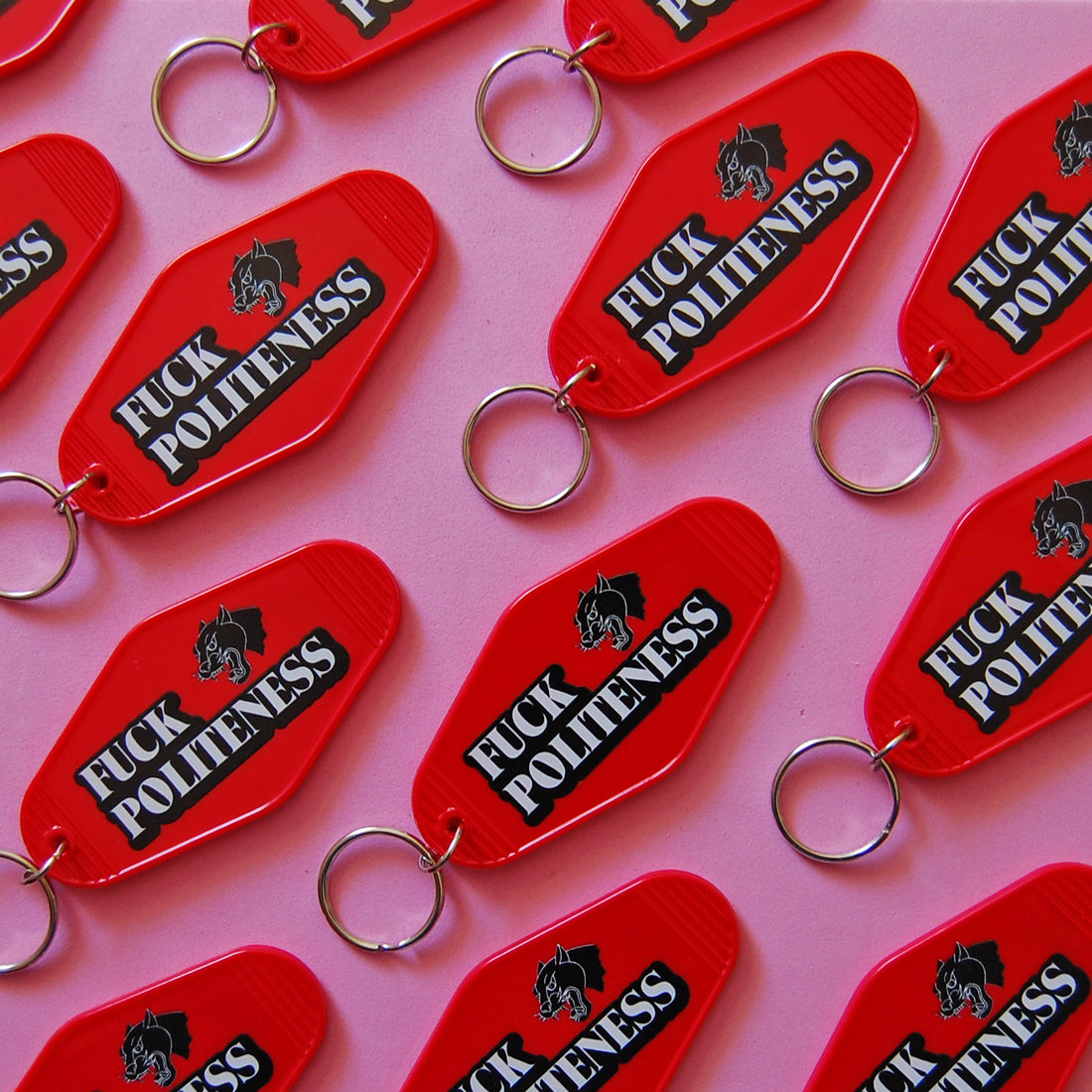F*ck Politeness Motel Tag Keychain