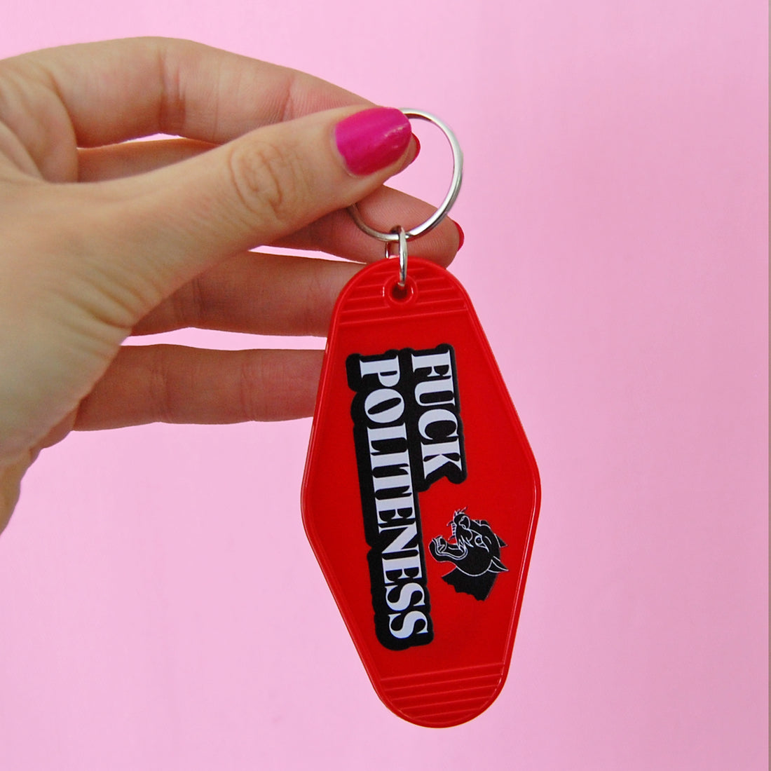 F*ck Politeness Motel Tag Keychain
