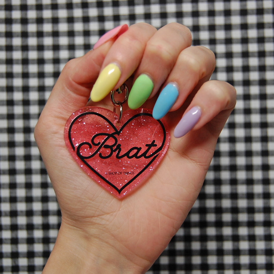 Brat Glitter Heart Keychain