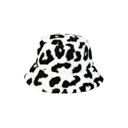Hat - Leopard Print Teddy Fur Bucket Hat