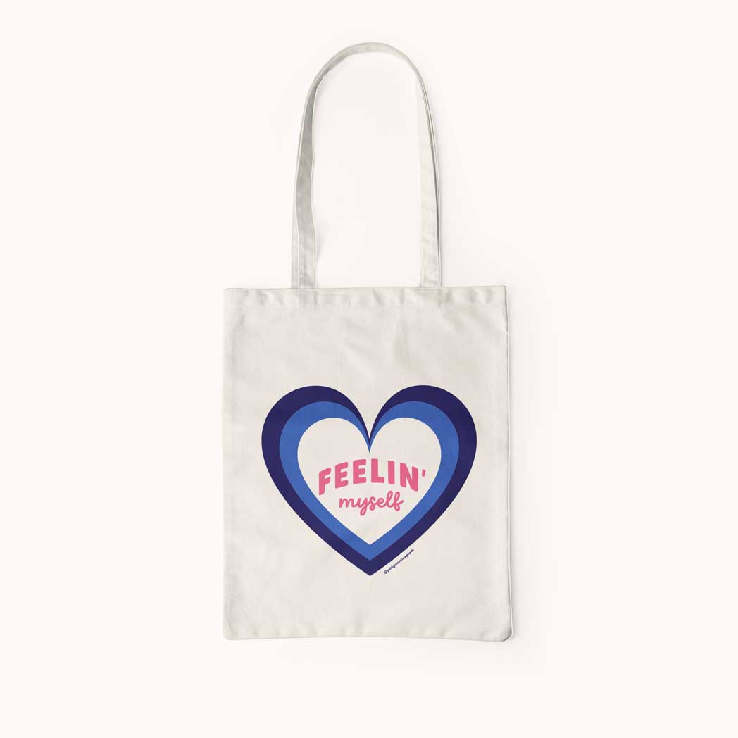 "Feelin' Myself" Organic Cotton Heart Tote