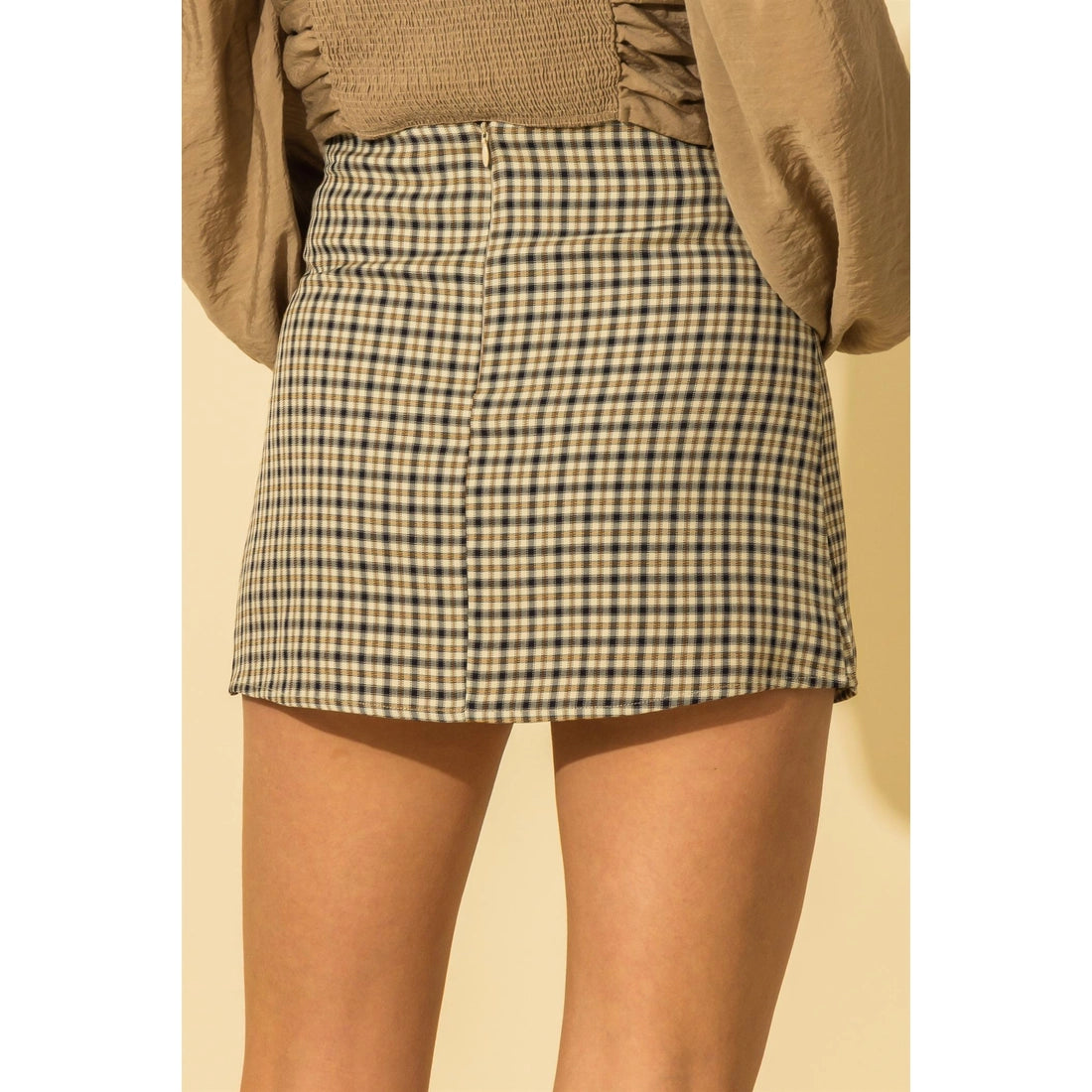 Plaid Slit Mini Skirt