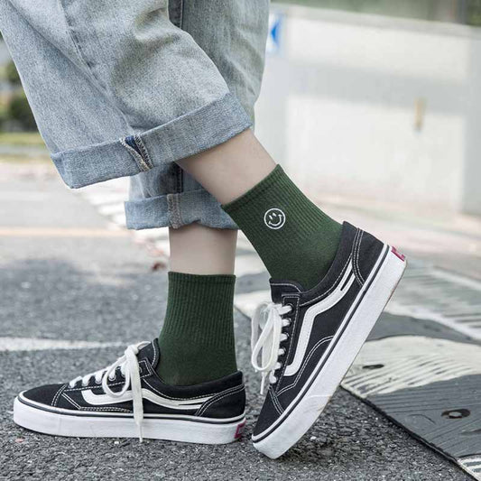 Smiley Face Embroidered Socks
