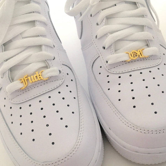 Fuck Off Old English Shoelace Buckles