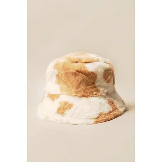 Hat - Fluffy Cow Print Bucket Hat