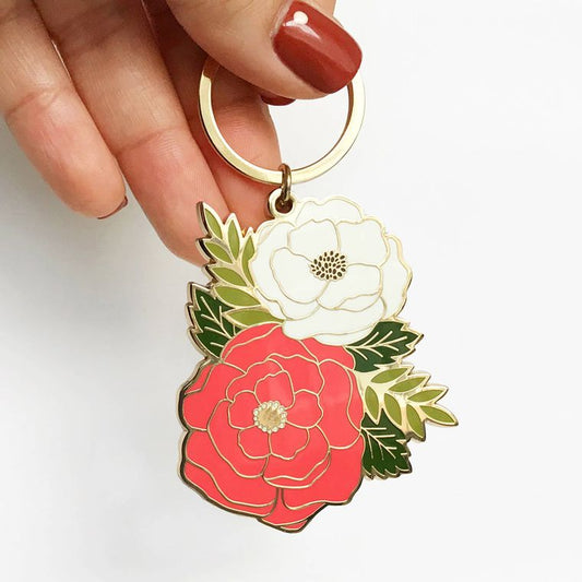 Floral Cluster Enamel Keychain