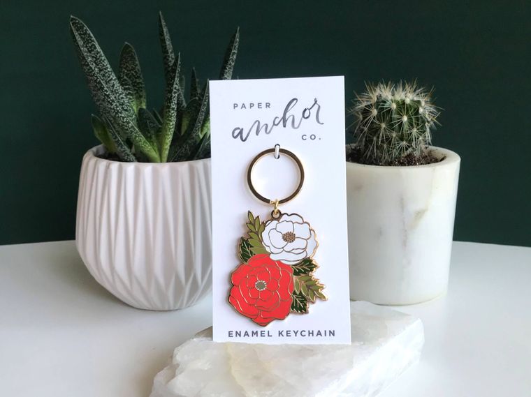 Floral Cluster Enamel Keychain