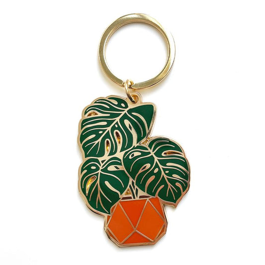 Monstera Enamel Keychain