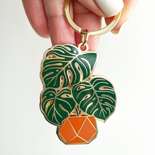 Monstera Enamel Keychain