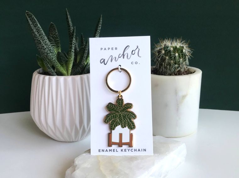 Fiddle Leaf Fig Enamel Keychain