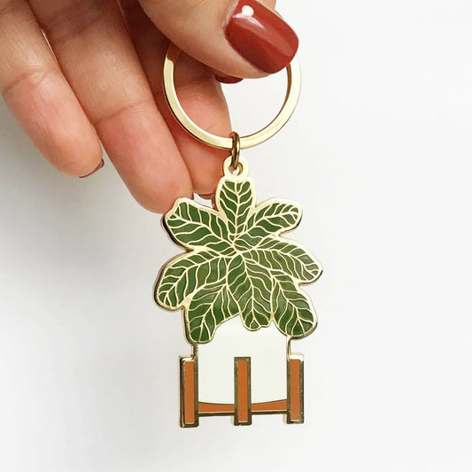 Fiddle Leaf Fig Enamel Keychain