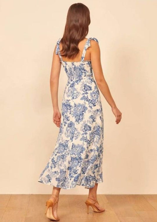 French Toile Ribbon Strap Dress