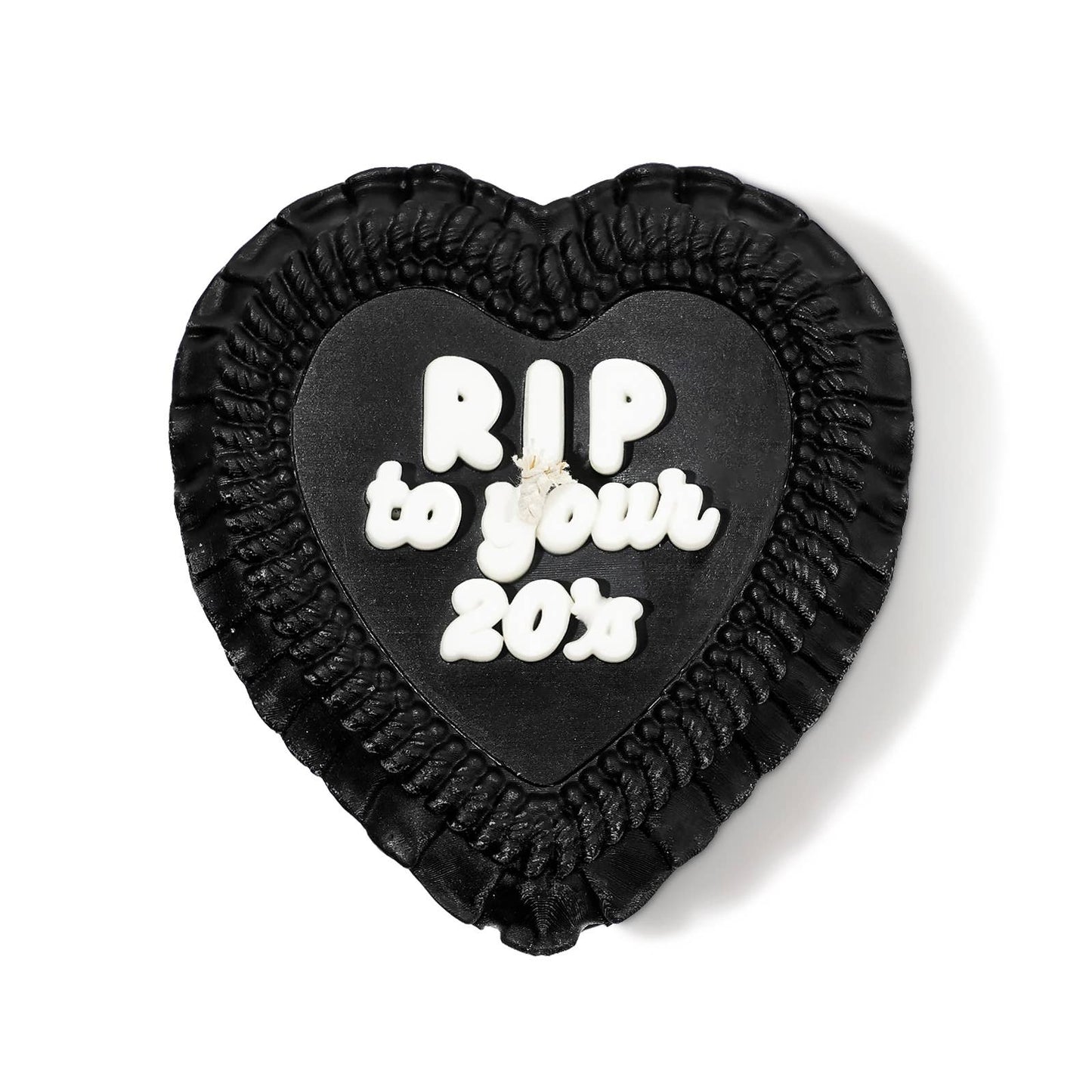 RIP YOUR 20'S Heart Candle (kitsch, birthday gift)