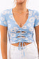 Blue Daisy Floral Crop Top