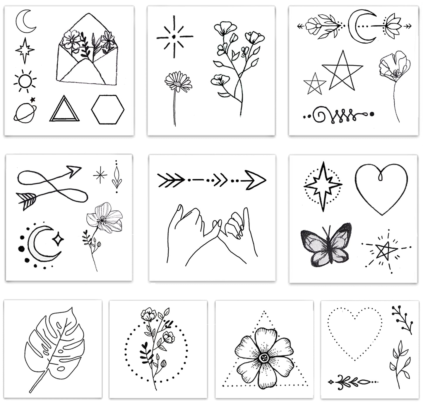 Fine Line Temporary Tattoo Pack