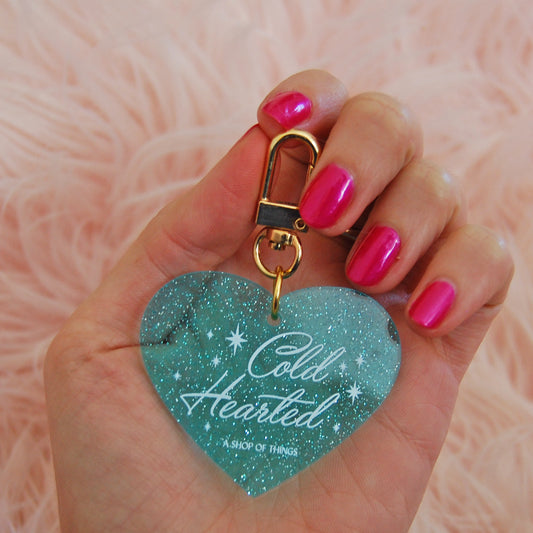 Cold Hearted Glitter Heart Keychain