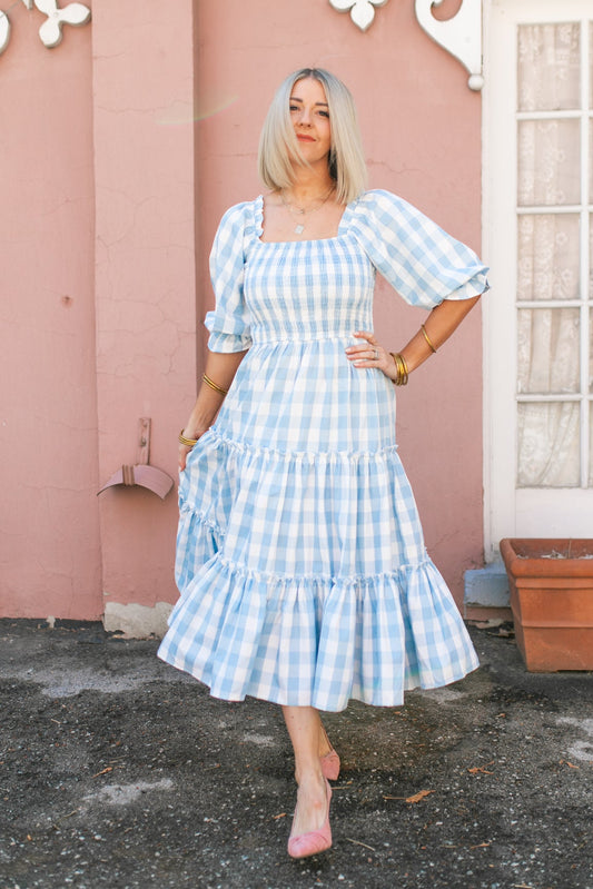 Gingham Puff Sleeve Dress