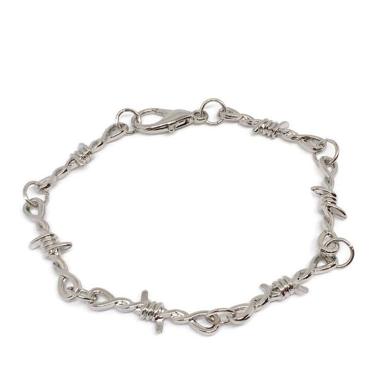 Barbed Wire Link Bracelet l Thorn Spike Bangle Gothic Grunge