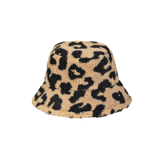 Hat - Leopard Print Teddy Fur Bucket Hat