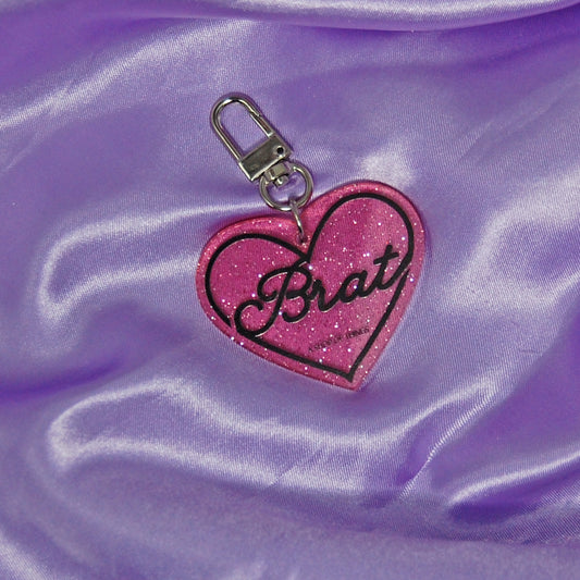 Brat Glitter Heart Keychain