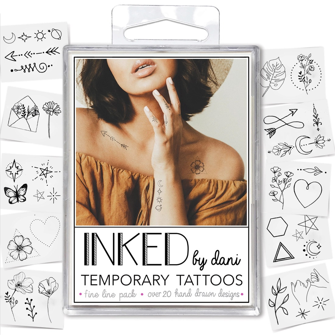 Fine Line Temporary Tattoo Pack