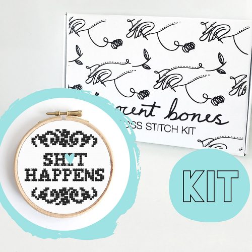 Modern Cross Stitch Kit – Sh*t Happens Cross Stitch Pattern