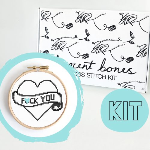 Modern Cross Stitch Kit – F*ck You Heart Cross Stitch Pattern