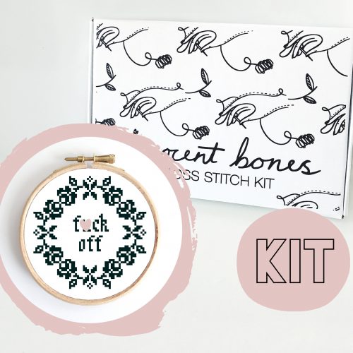 Modern Cross Stitch Kit – F*ck Off Floral Border Cross Stitch Pattern