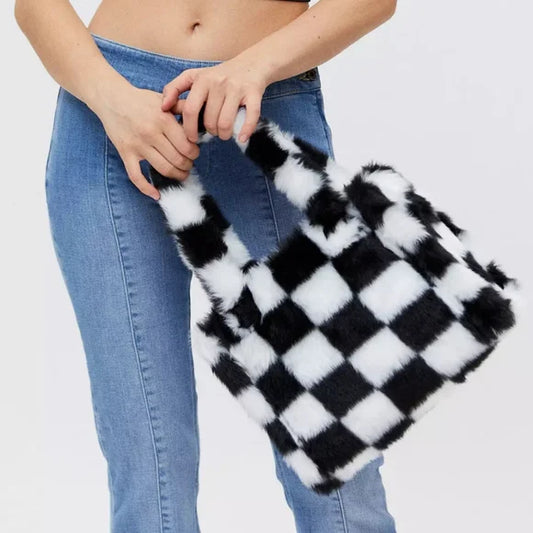 Checkered Fluffy Bag