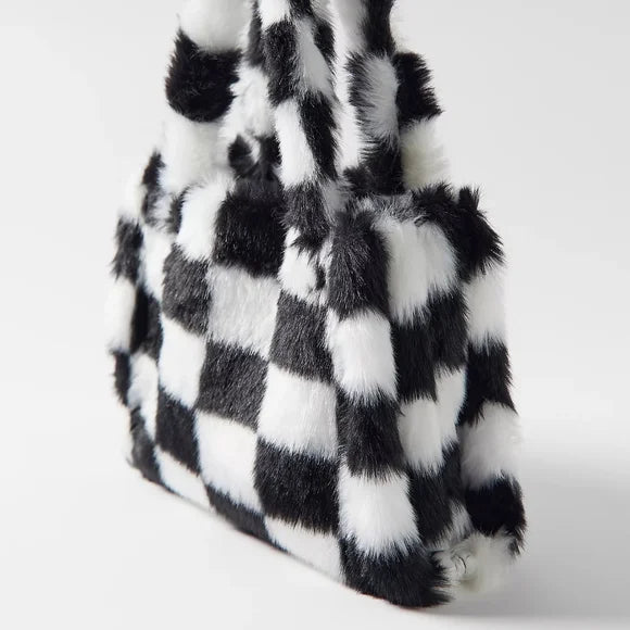 Checkered Fluffy Bag